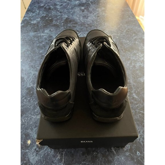 Hugo Boss Saturn Leather Low-Top Sneakers Black Men’s EU 45/US 12 - Picture 3 of 9